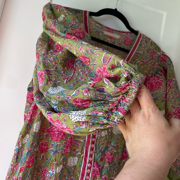 Lola Australia Block Print Cotton Boho Dress Size Large - Picture 6 of 9